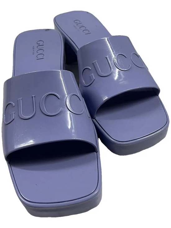 Gucci Shoes - Gucci Purple Logo Slide rubber Sandals
